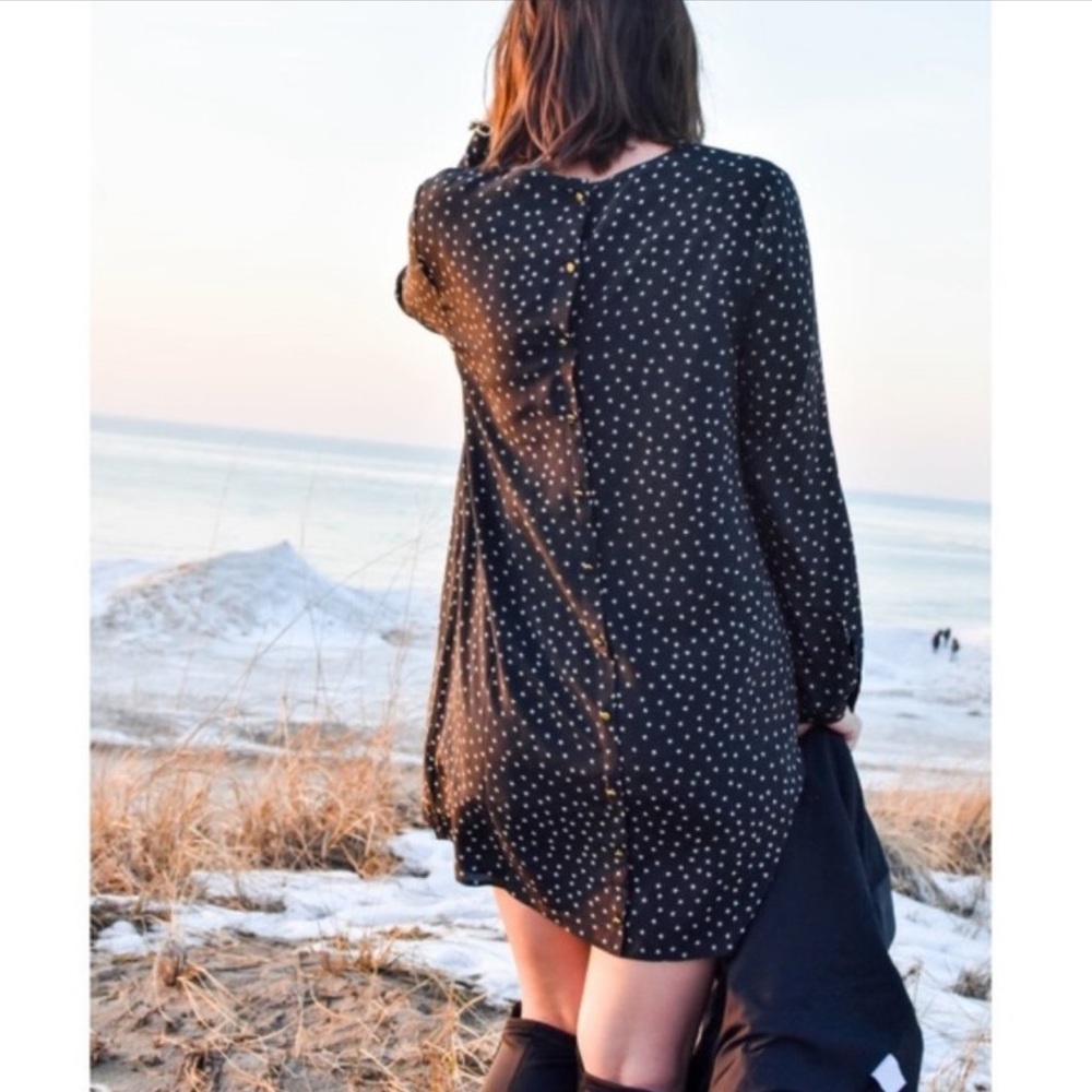 Madewell Silk Stars Dress With Button-Back Gold Buttons